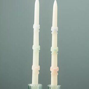 NEW NWT NIB ANTHROPOLOGIE MERI MERI BOW TAPER CANDLES SET OF 2